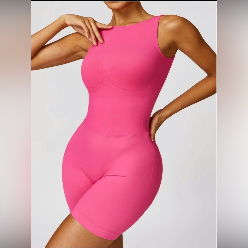 Cali Curves PINK Fuchsia Spandex jumpsuit